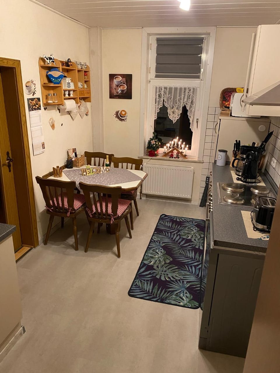 Dining area, oven, stove, kitchen