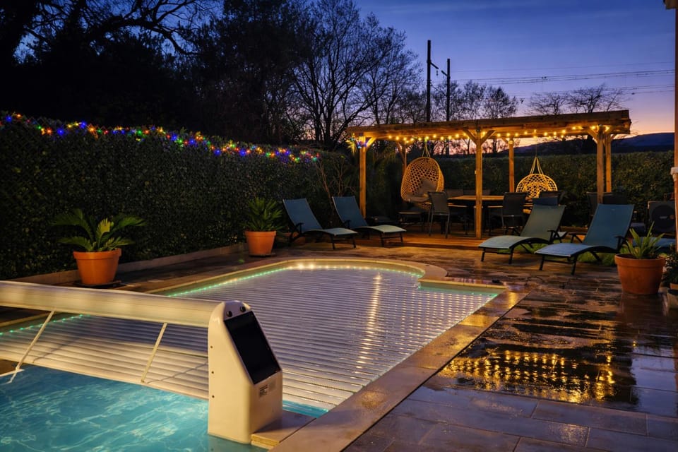 Night, Pool view, sunbed