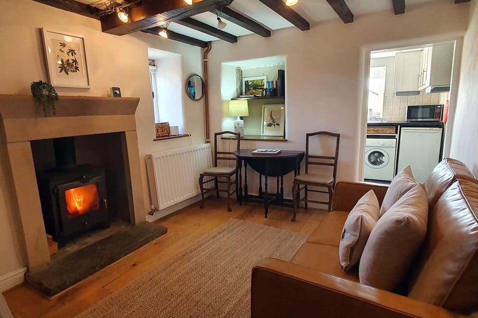 Living room, Dining area, fireplace, pet friendly