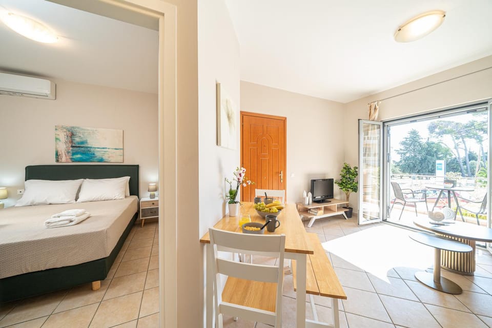 Bed, View (from property/room), Balcony/Terrace, Kitchen or kitchenette, Living room, Photo of the whole room, Seating area, Dining area, Bedroom, air conditioner