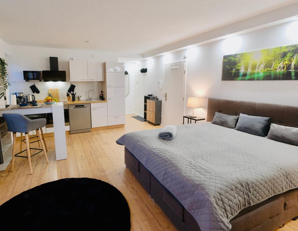 Bed, TV and multimedia, Coffee/tea facilities, Kitchen or kitchenette, Living room, Photo of the whole room, Dining area, Bedroom, oven, stove, toaster