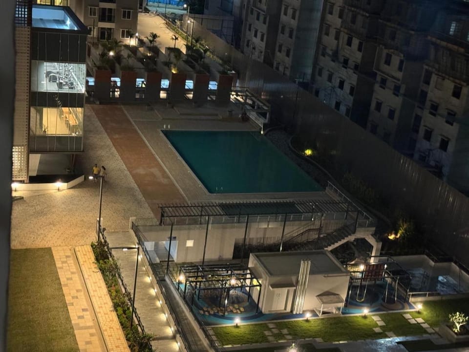 Property building, Night, Pool view, Swimming pool