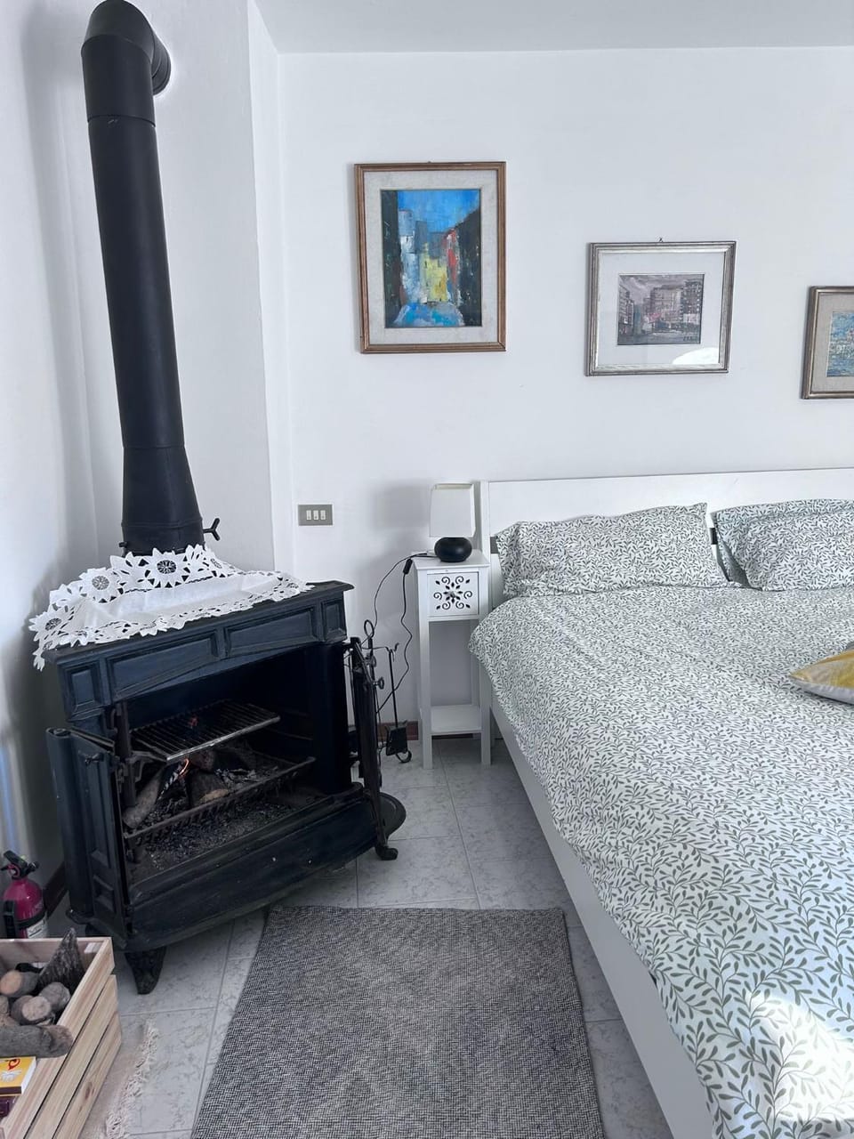 Bed, Photo of the whole room, Bedroom, fireplace
