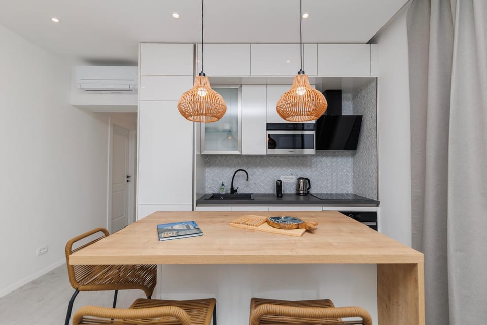 Kitchen or kitchenette, stove
