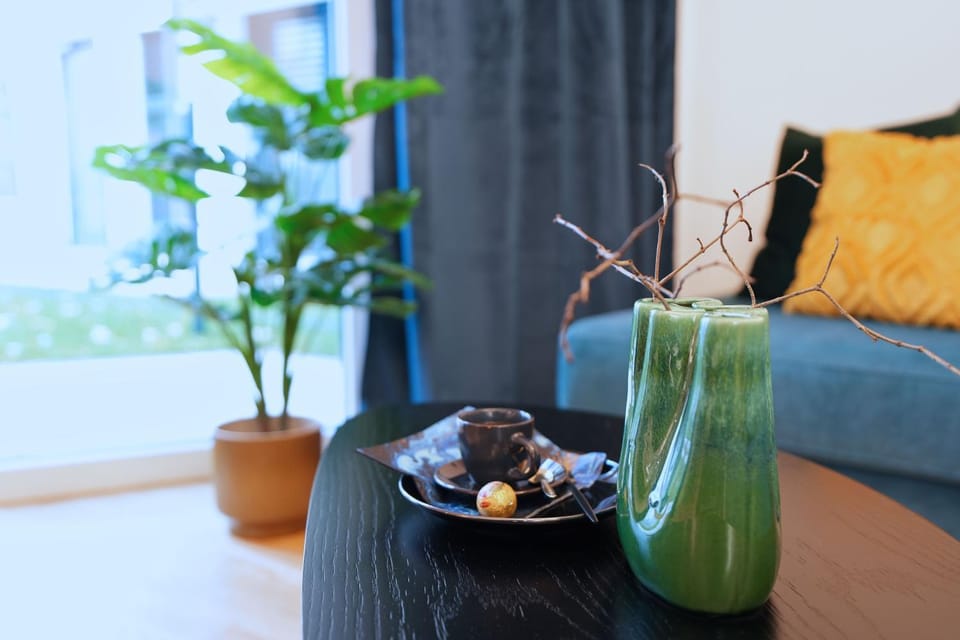 Living room, Seating area, Garden view