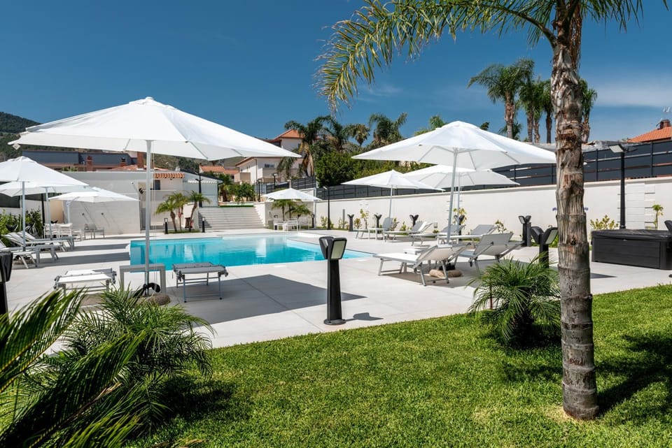Property building, Living room, Swimming pool