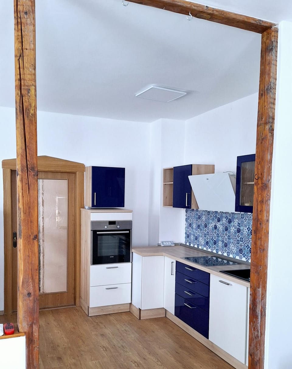 Kitchen or kitchenette, oven, stove
