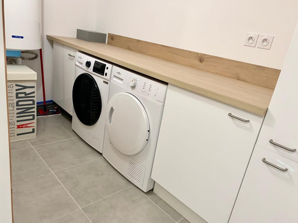 flat iron, washing machine, dryer