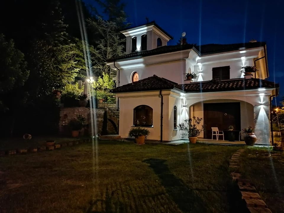 Property building, Night, Garden, Garden view
