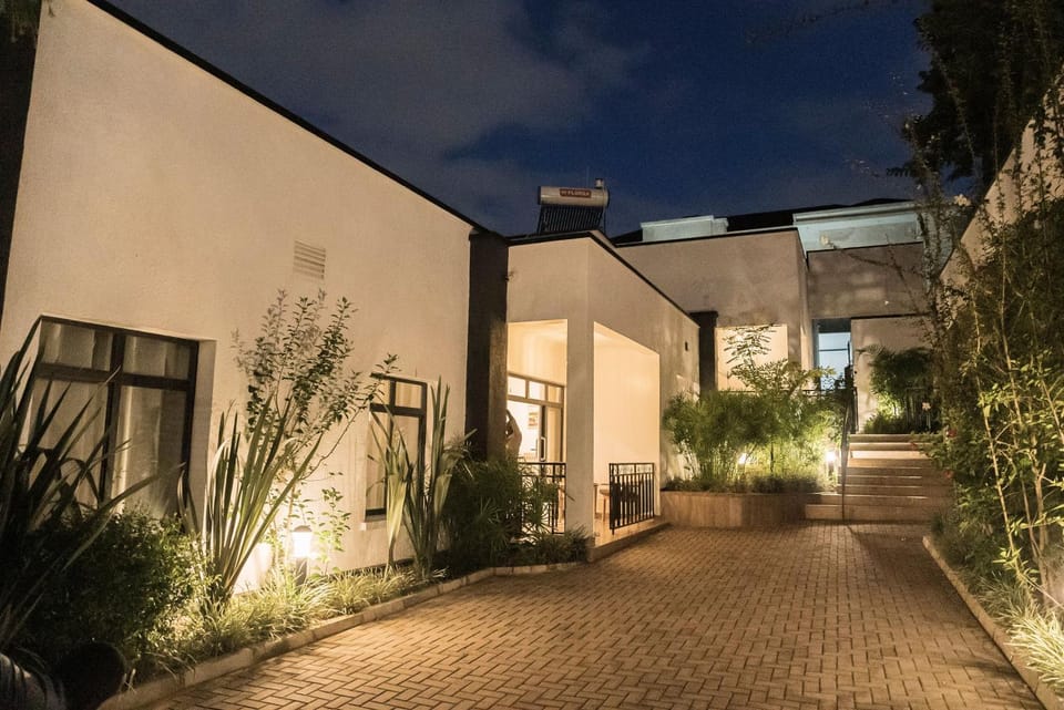 Property building, Night, Garden, Garden view