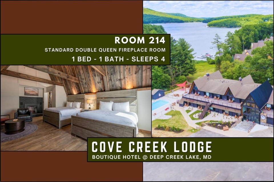 Cove Creek Lodge 214 Standard Double Queen Fireplace Room House in Deep Creek Lake