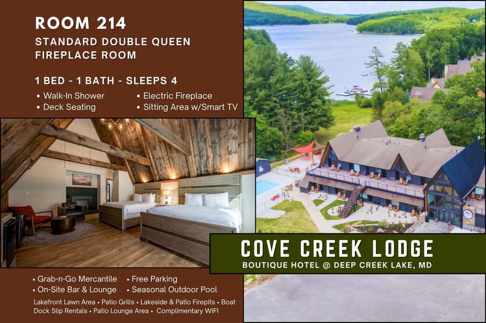 Cove Creek Lodge 214 Standard Double Queen Fireplace Room House in Deep Creek Lake