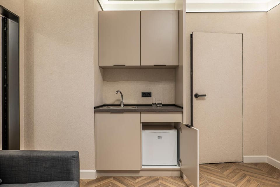 Kitchen or kitchenette, minibar