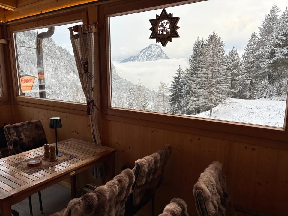 Natural landscape, Winter, Seating area, Dining area, Mountain view