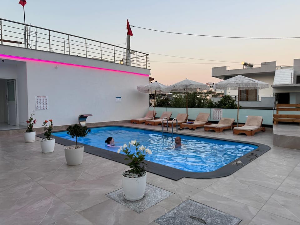 Patio, Day, Natural landscape, Mountain view, Pool view, Swimming pool, sunbed