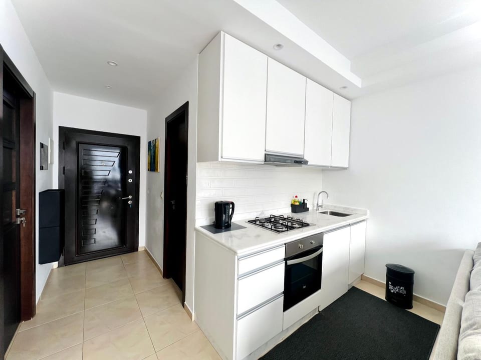 Kitchen or kitchenette, oven, stove