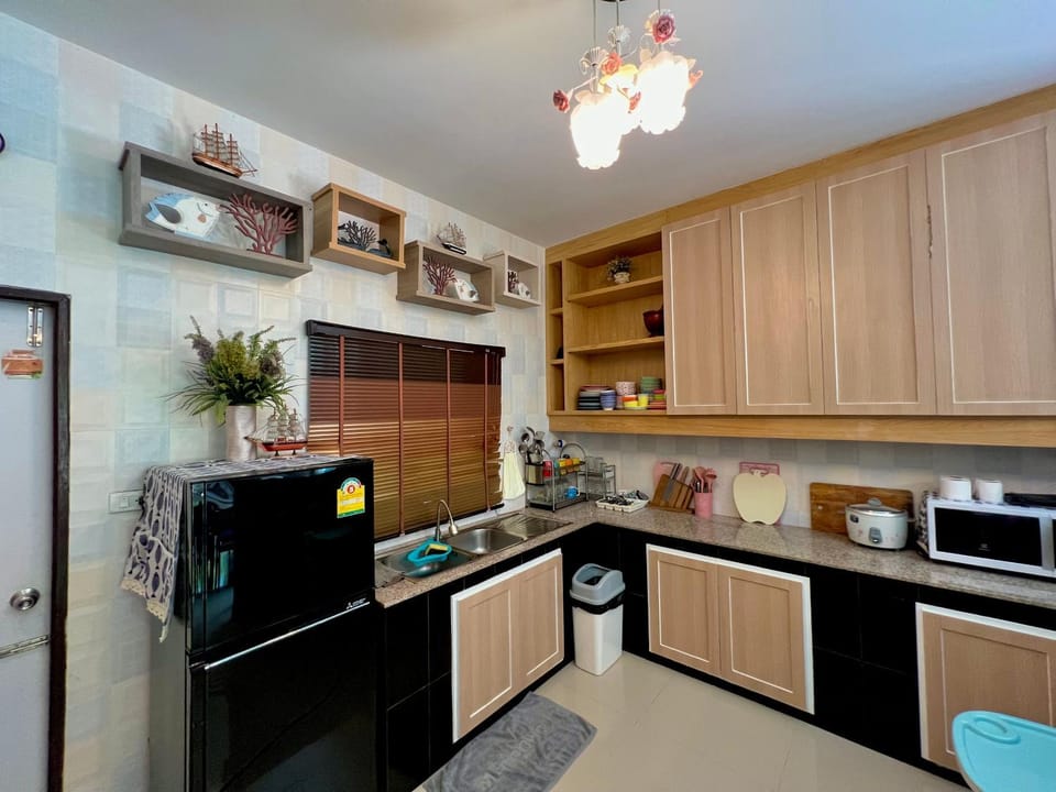 Kitchen or kitchenette, stove