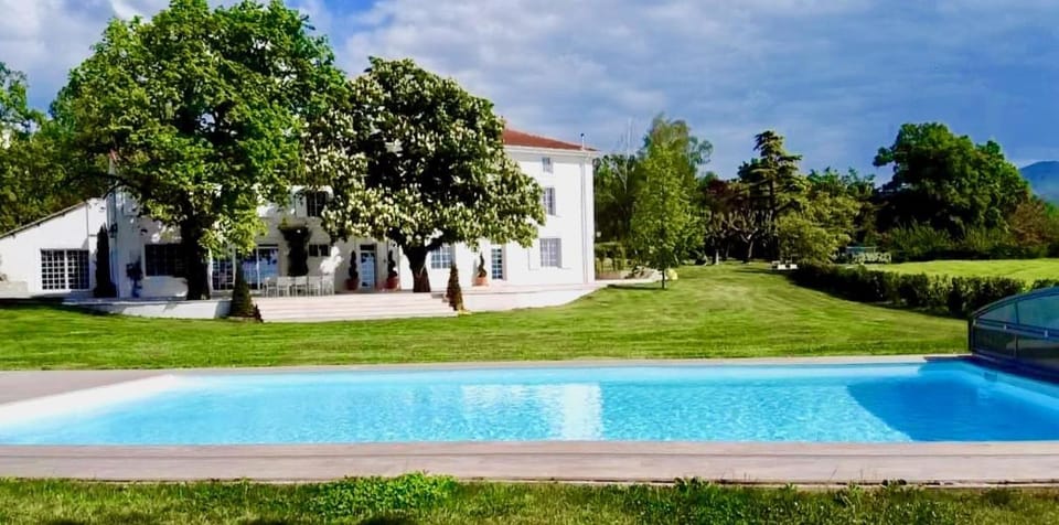Property building, Day, Natural landscape, Garden, Garden view, Pool view, Swimming pool