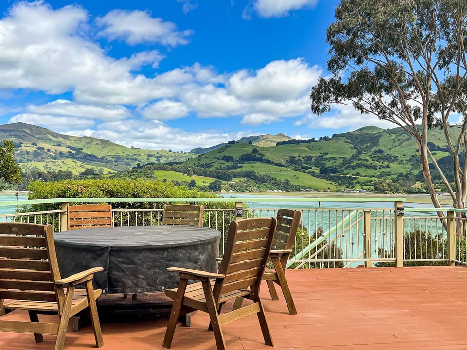 Patio, Dining area, Mountain view, Sea view