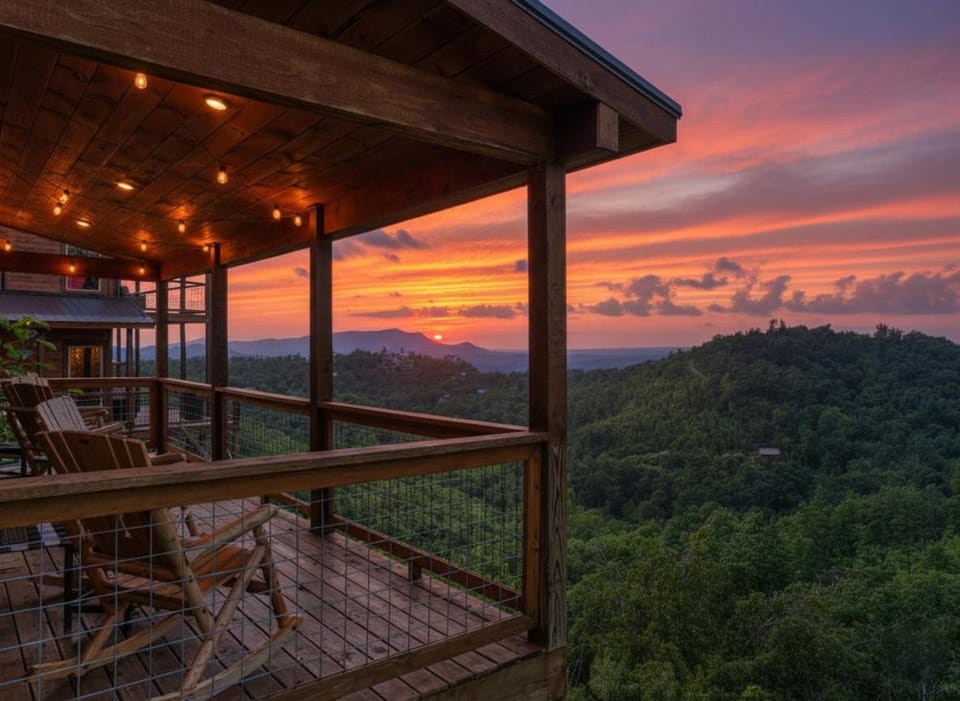 Day, Natural landscape, View (from property/room), Balcony/Terrace, Mountain view, Sunset