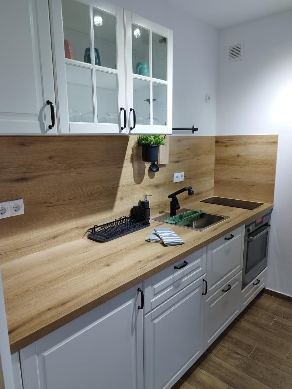 Kitchen or kitchenette, stove