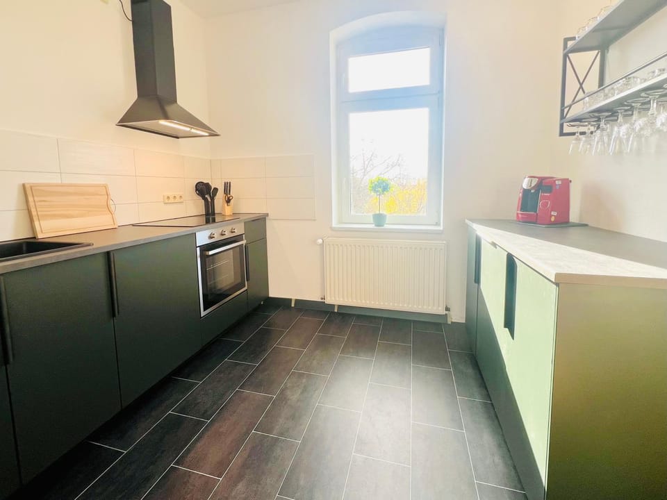 Kitchen or kitchenette, dishwasher, stove