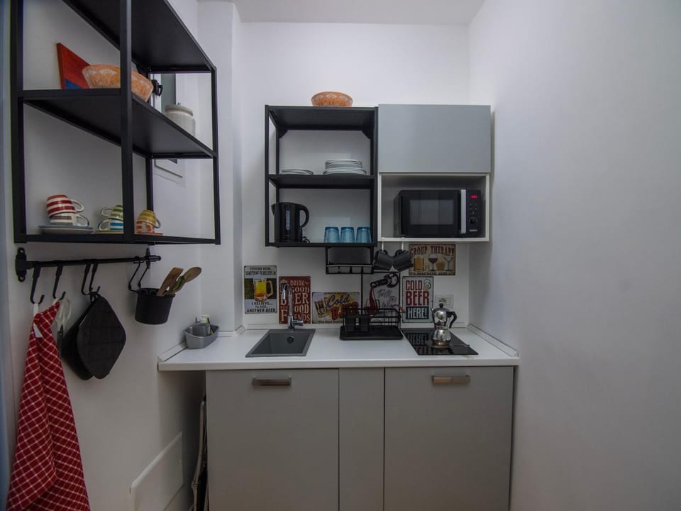 Kitchen or kitchenette, minibar, stove