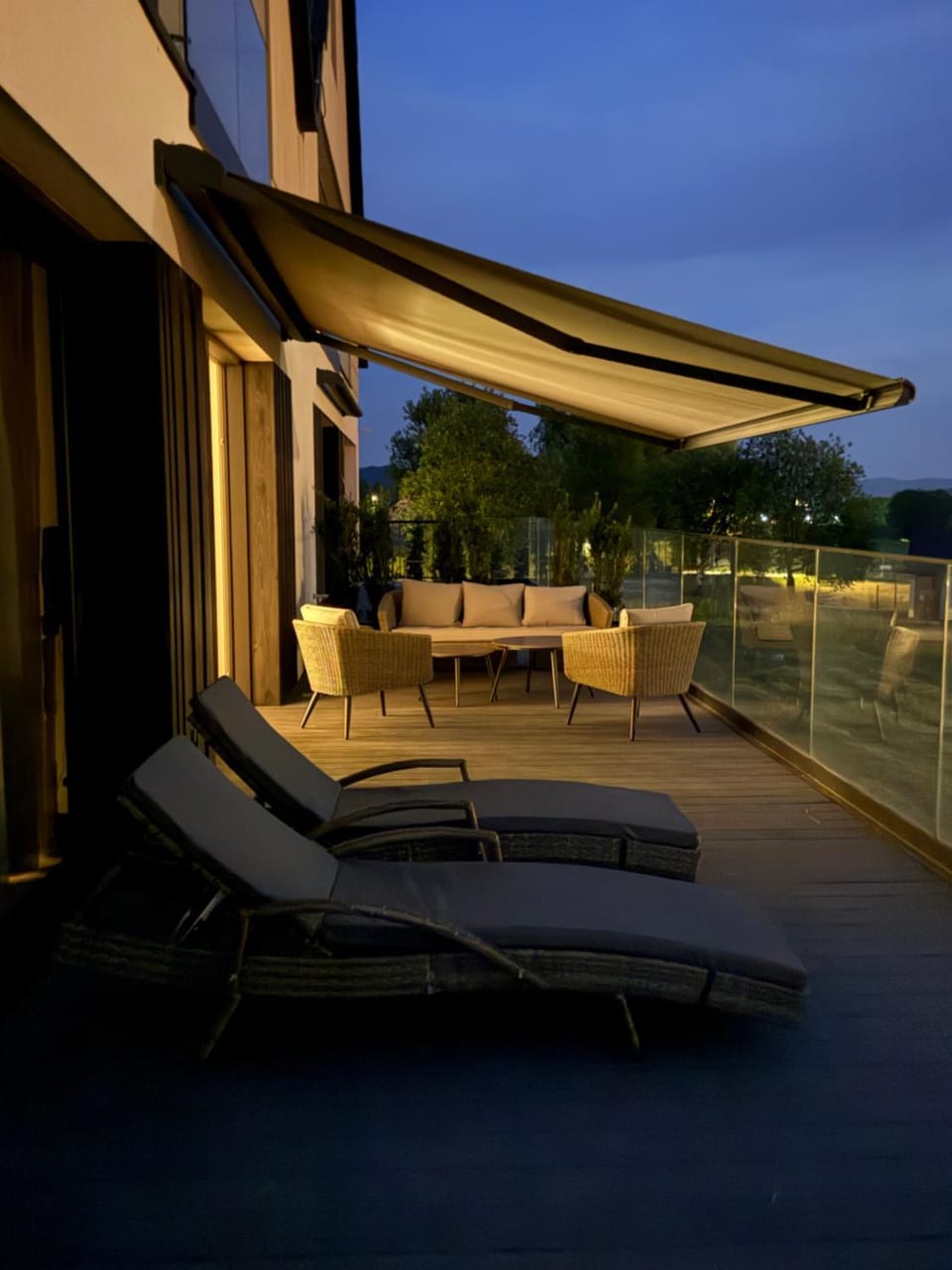 Night, Balcony/Terrace, Seating area, sunbed