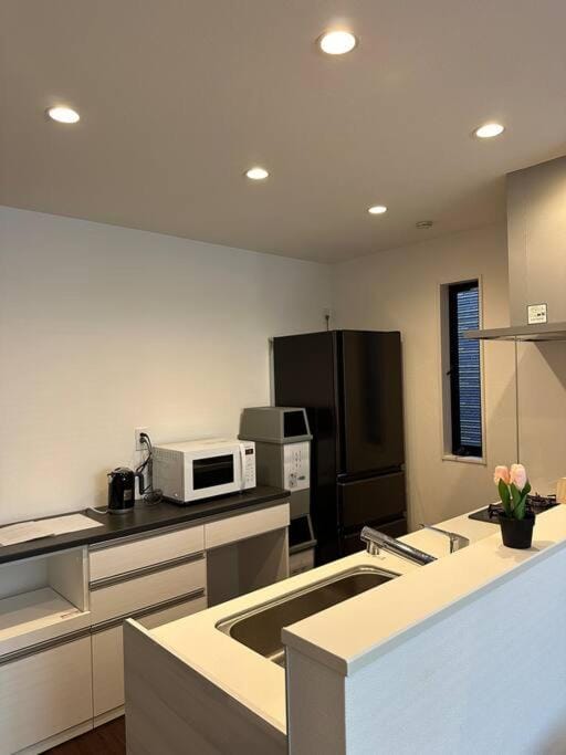 Kitchen or kitchenette, stove