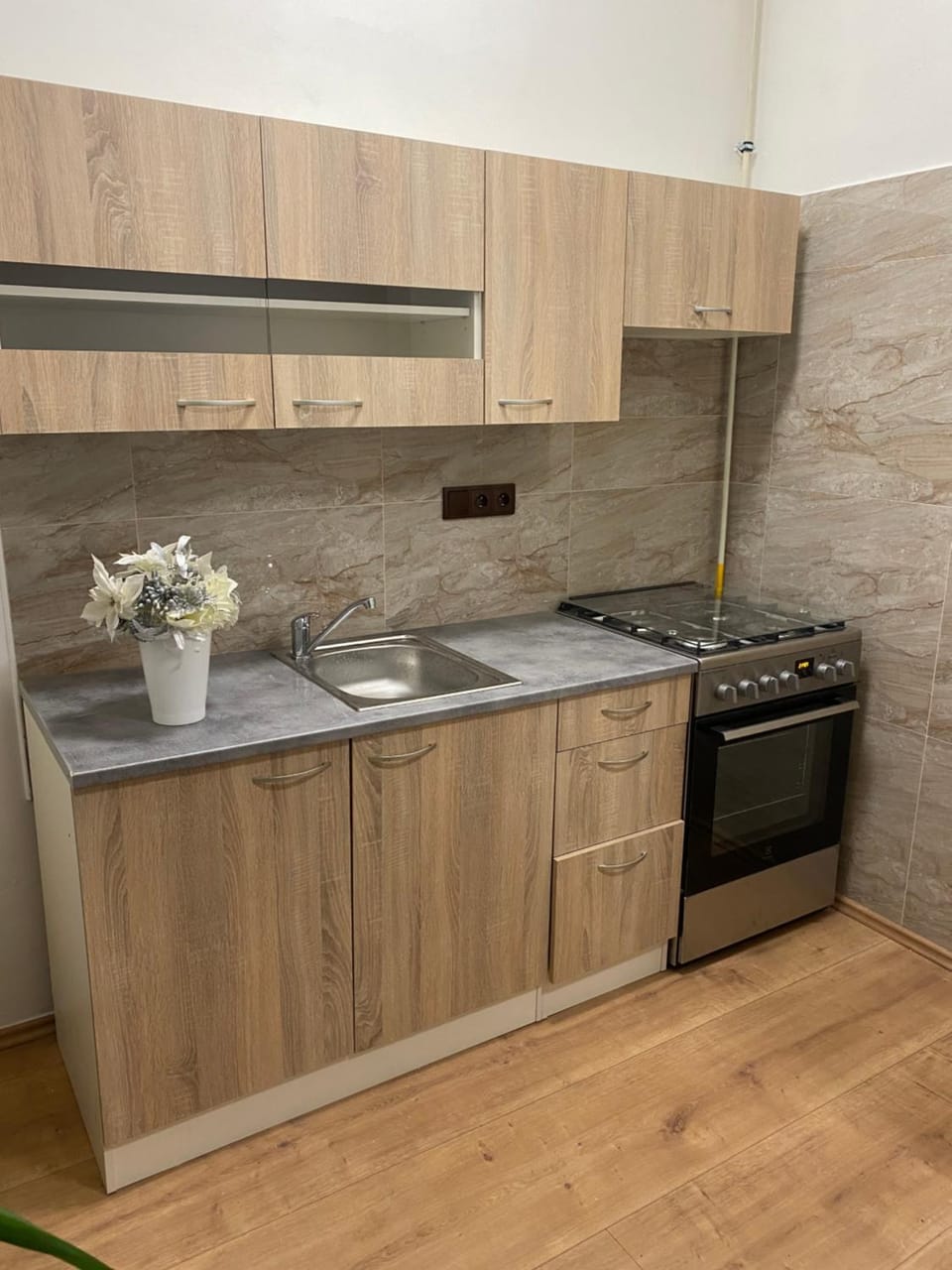 Kitchen or kitchenette, oven, stove