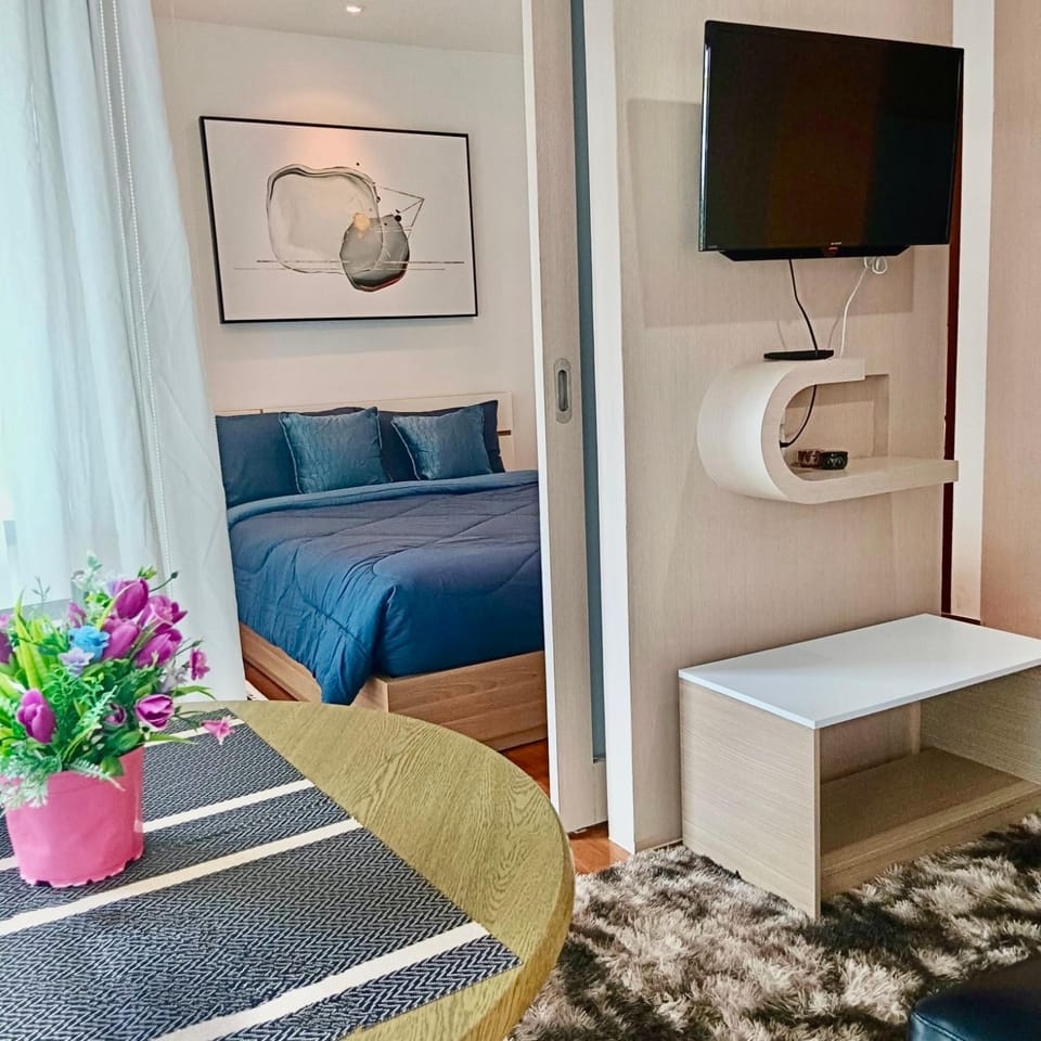 Bed, TV and multimedia, Living room, Seating area, Bedroom