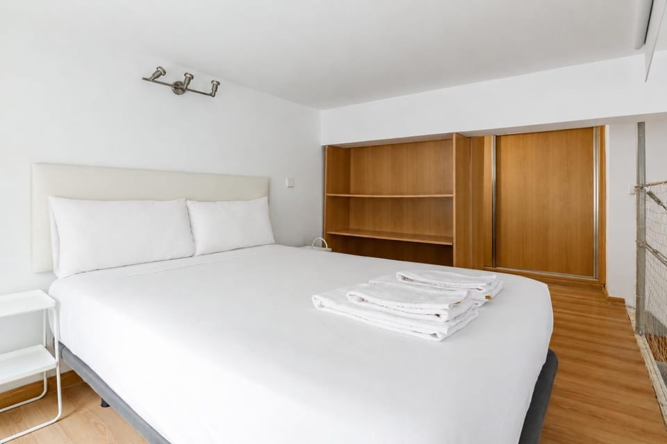Bed, Photo of the whole room, Bedroom, towels, wardrobe