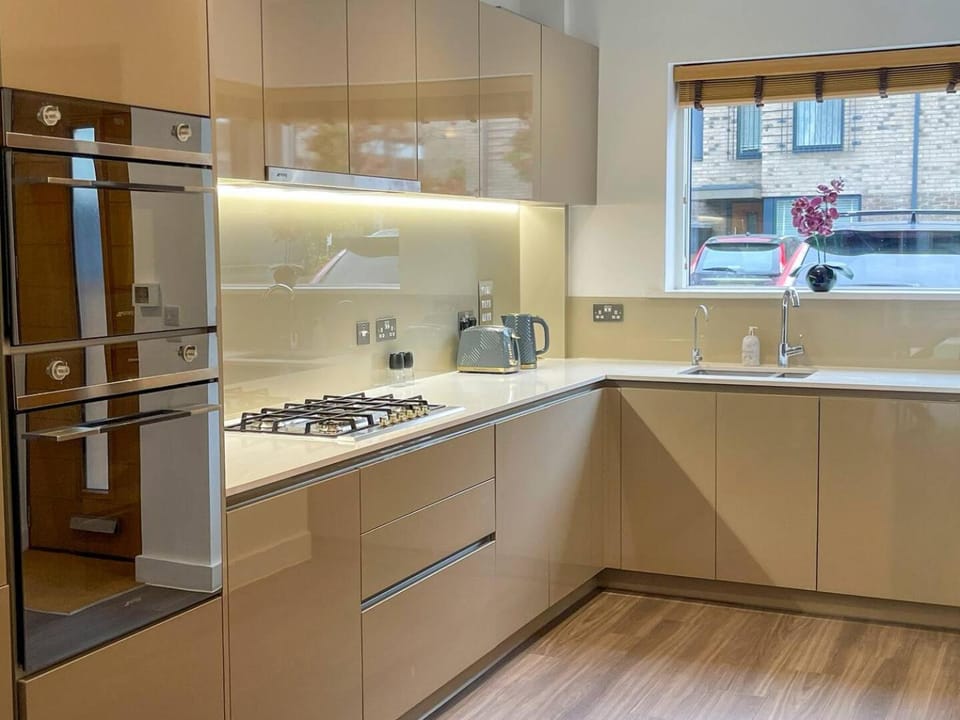 Kitchen or kitchenette, dishwasher, stove