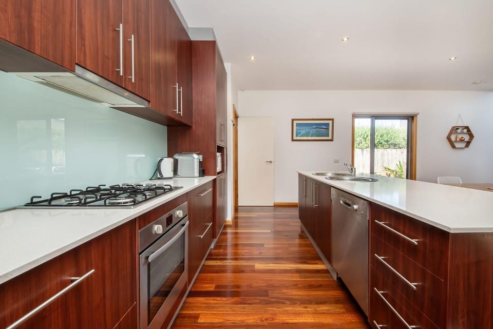 Kitchen or kitchenette, stove