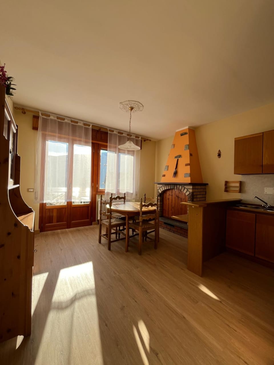 Kitchen or kitchenette, stove