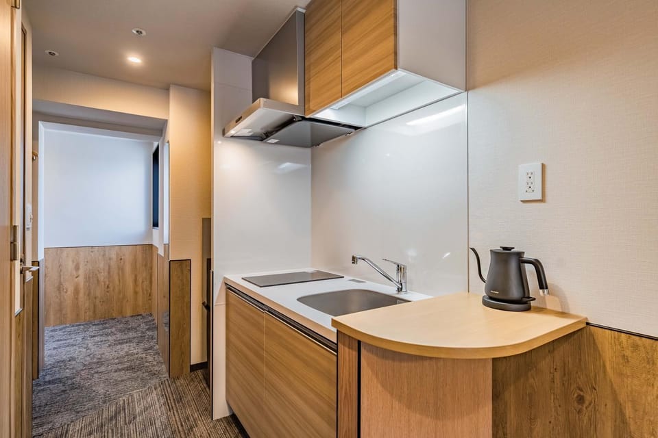 Kitchen or kitchenette, stove