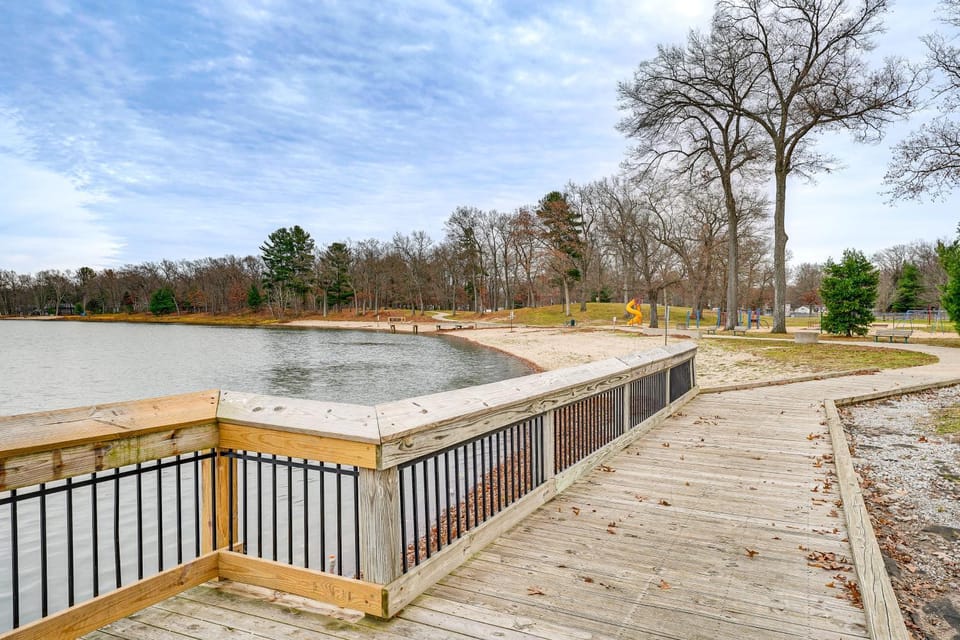 Walk to Fox Lake: Pet-Friendly A-Frame w/ Fire Pit House in Wisconsin