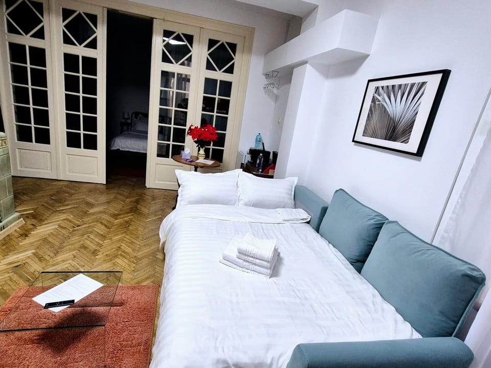 Bed, Living room, Photo of the whole room, Seating area, Bedroom, towels