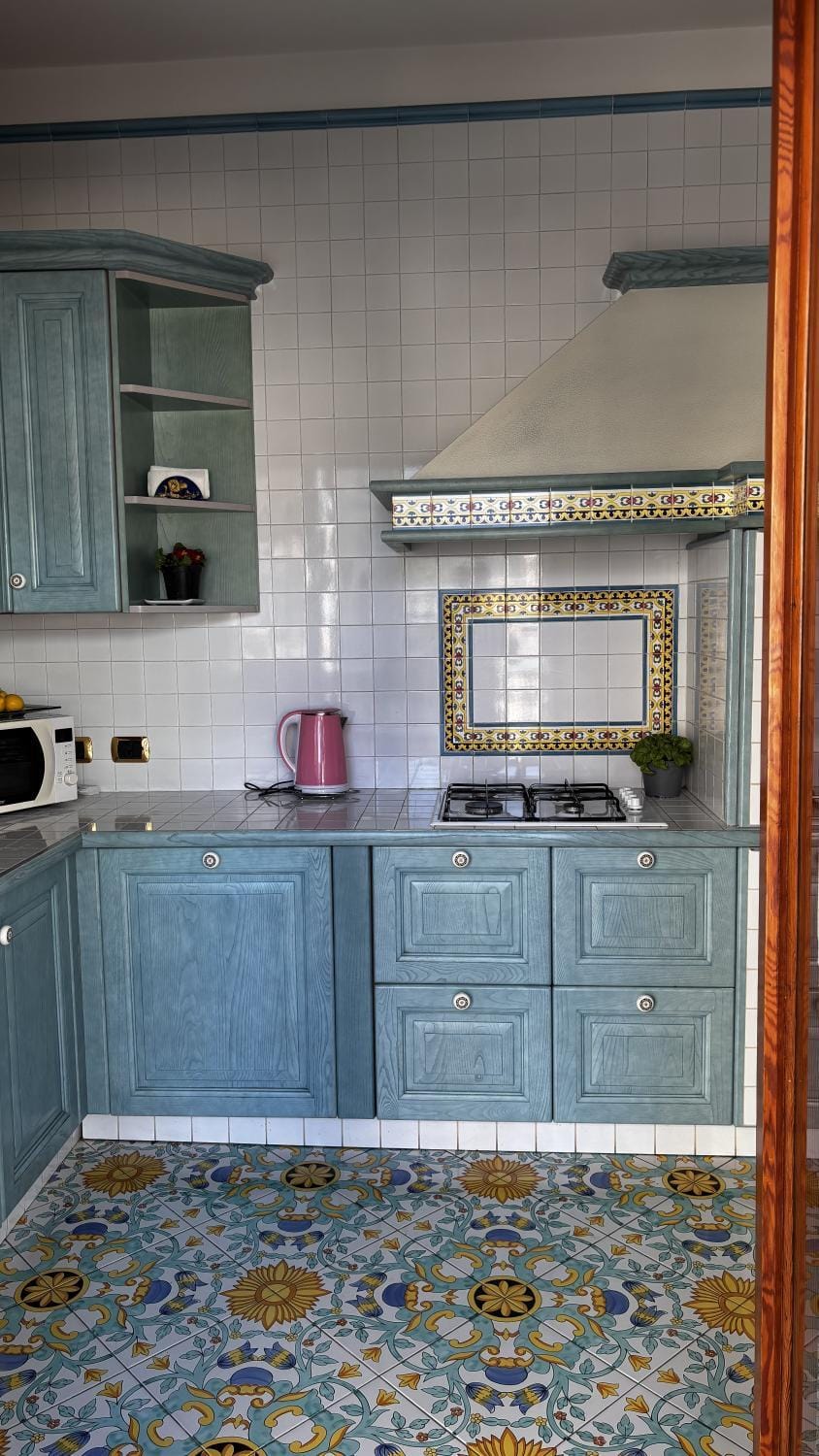 Kitchen or kitchenette, stove