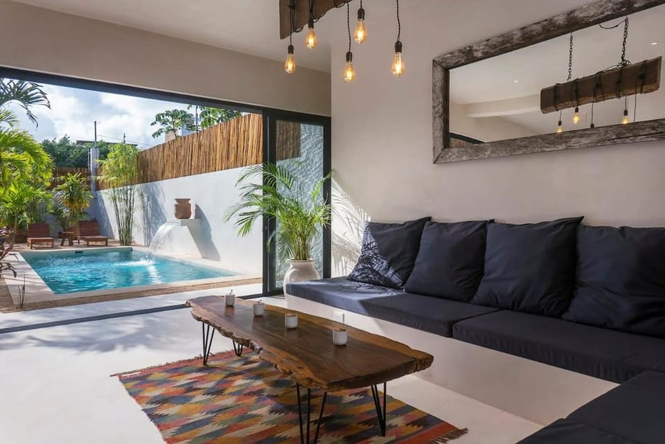 Patio, Living room, Pool view, Swimming pool, sunbed