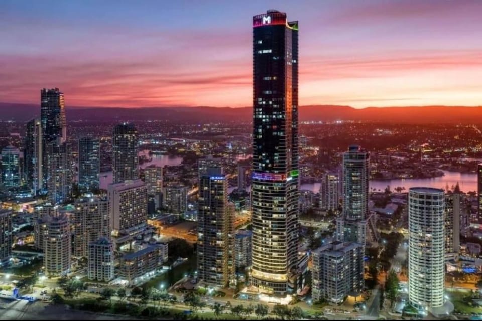 Night, City view, Sunset