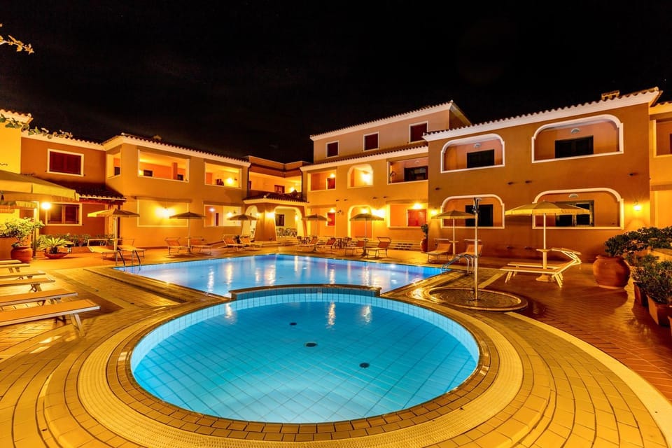 Property building, Night, Swimming pool