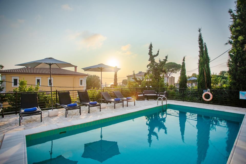 Day, Natural landscape, Pool view, Swimming pool, Sunset, sunbed