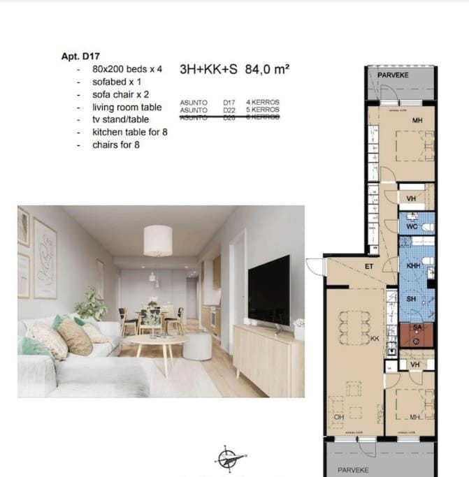 Spacious 2BDR Apartment with Private Sauna Apartment in Rovaniemi