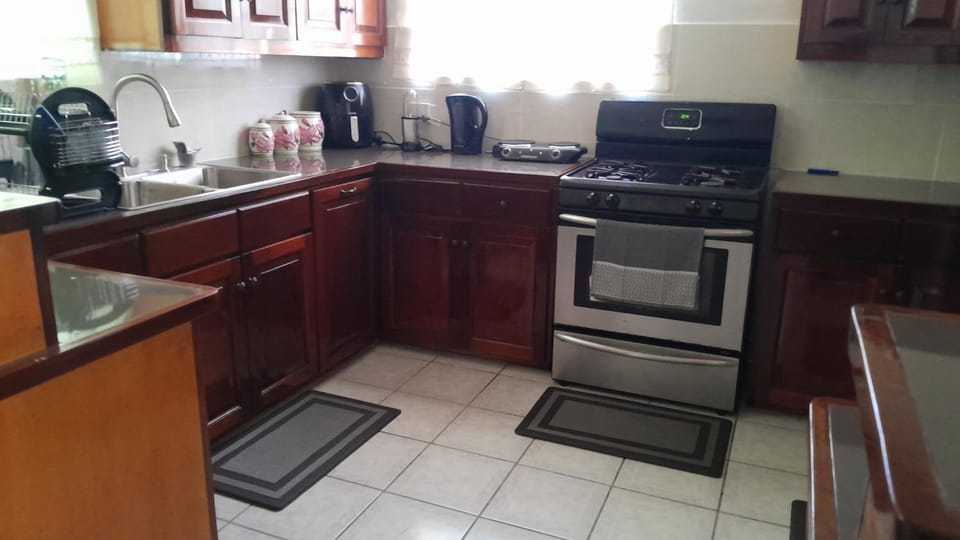 Kitchen or kitchenette, stove