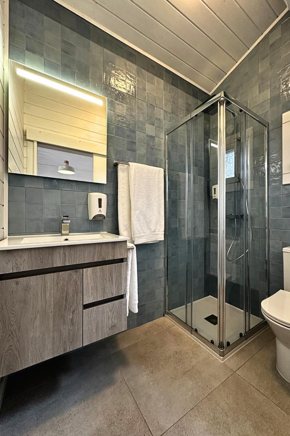 Shower, Toilet, Bathroom, hair dryier, towels