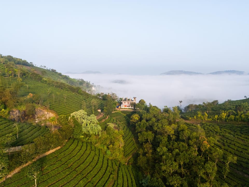 Property building, Spring, Day, Natural landscape, Bird's eye view, View (from property/room), Mountain view
