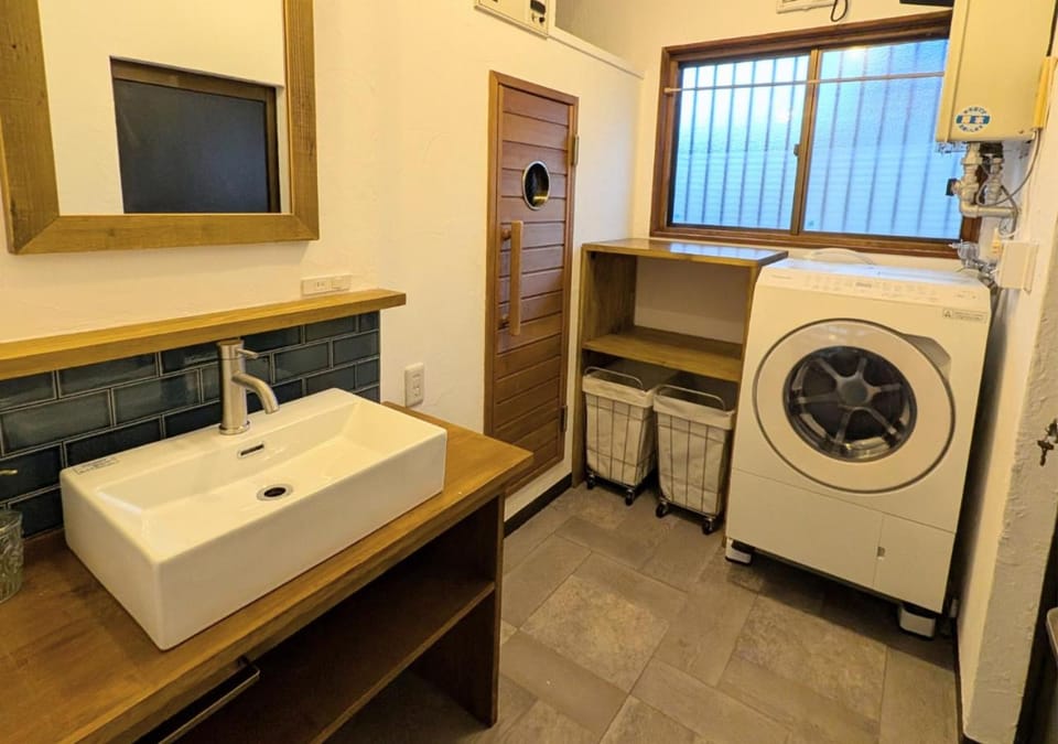 Bathroom, washing machine, dryer
