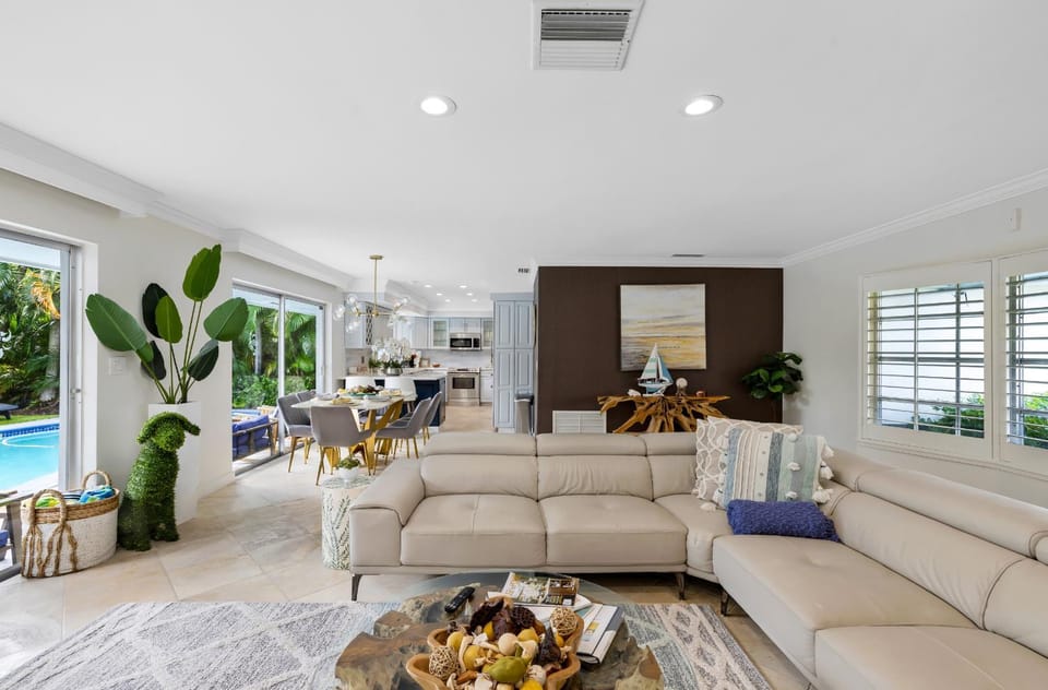 Living room, Seating area, Pool view, Swimming pool, sunbed