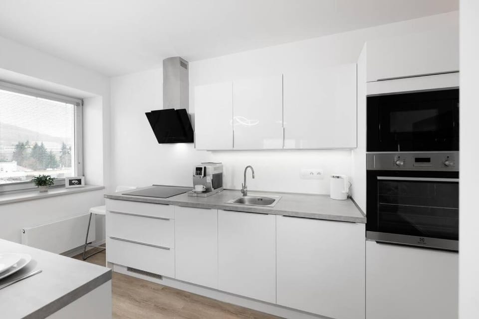 Kitchen or kitchenette, oven, stove